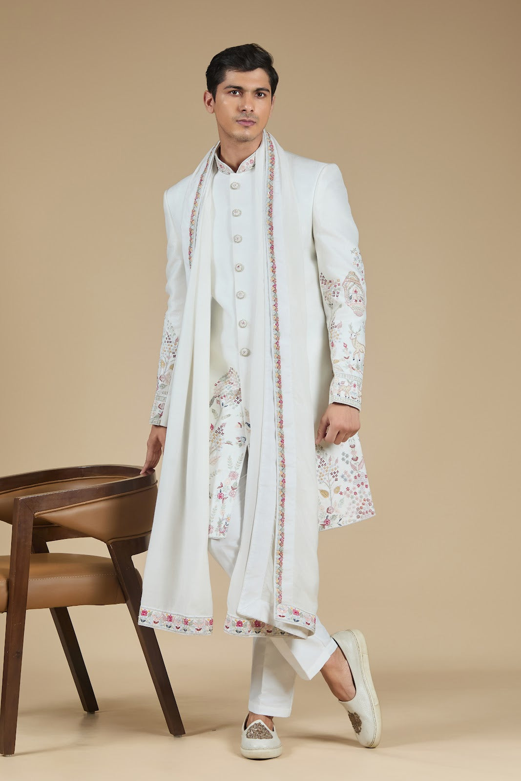Beige Garden Kurta Set main image 1