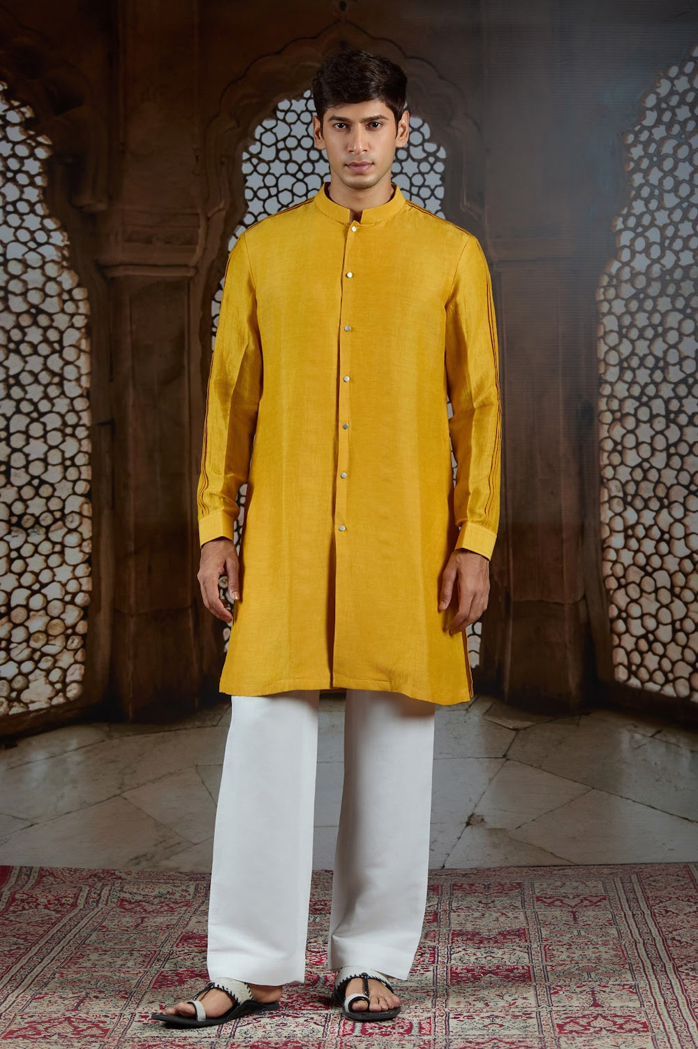 Sunbeam Kurta in Pintex Linen-Silk