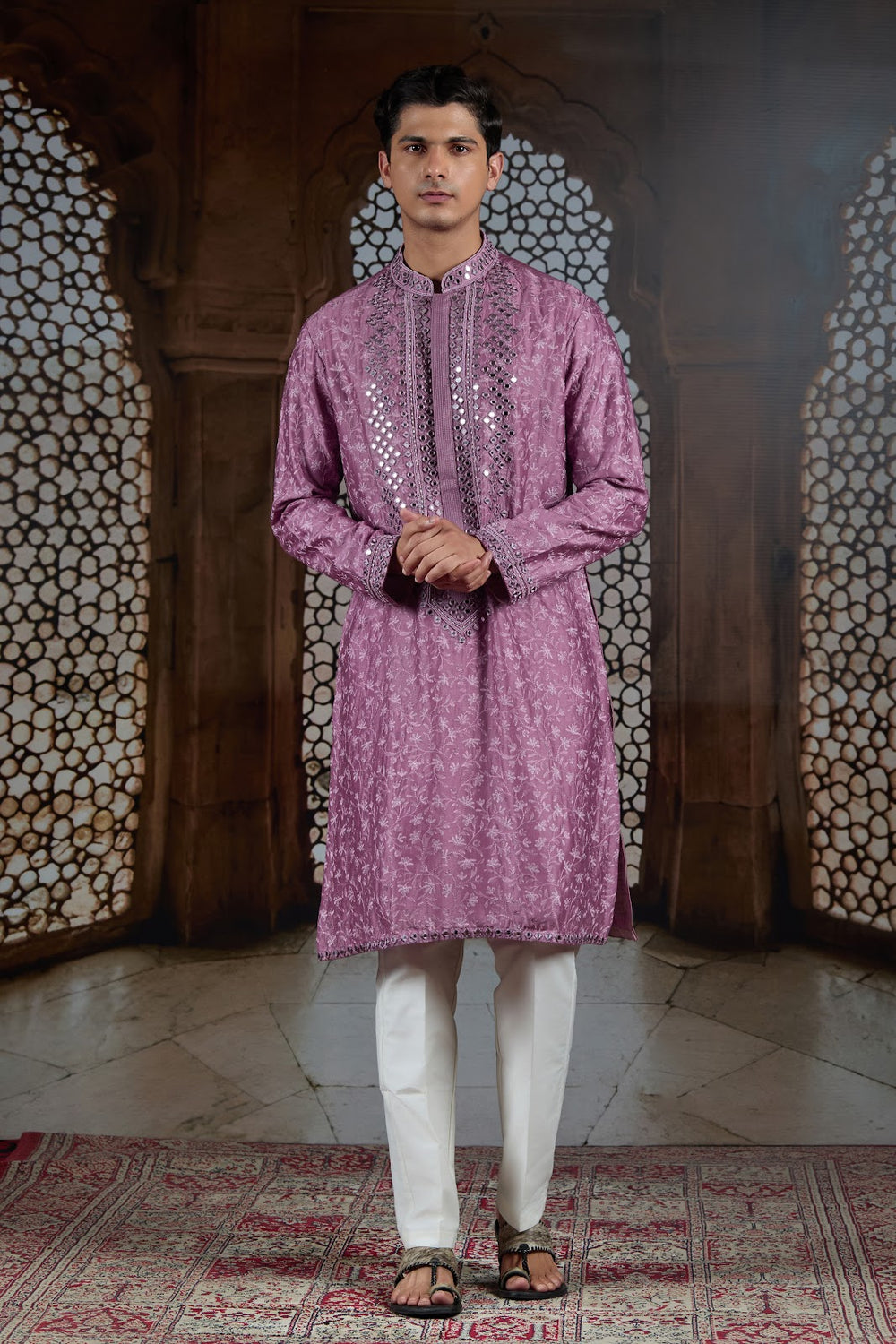 Mauve Mirror & Thread Kurta