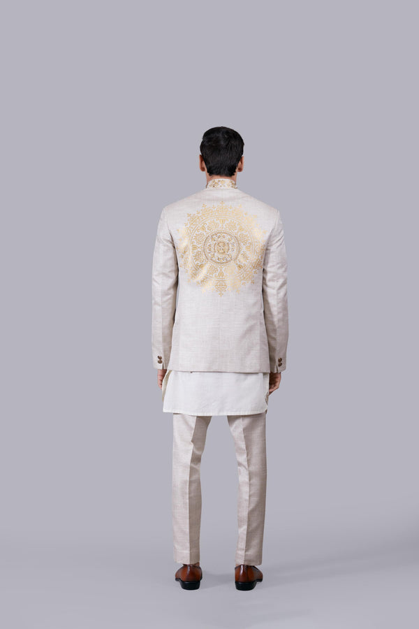 CREAM COTTON SILK CUTDANA WORK INDO WESTERN