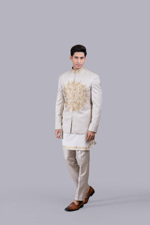 CREAM COTTON SILK CUTDANA WORK INDO WESTERN