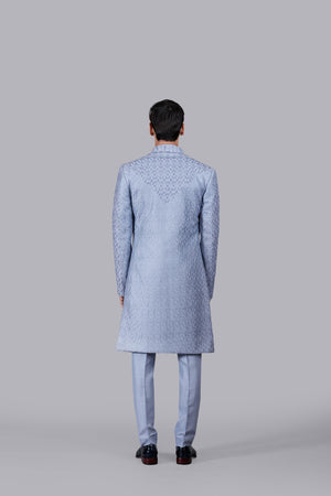ACE BLUE RAW SILK THREAD WORK INDO WESTERN
