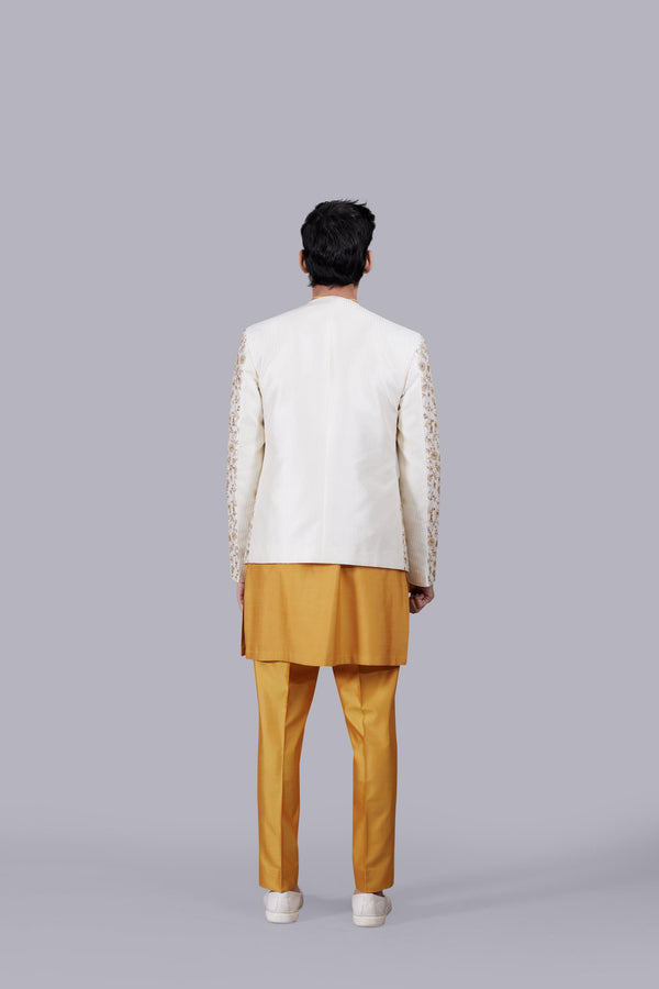 MUSTARD SILK THREAD WORK INDO WESTERN