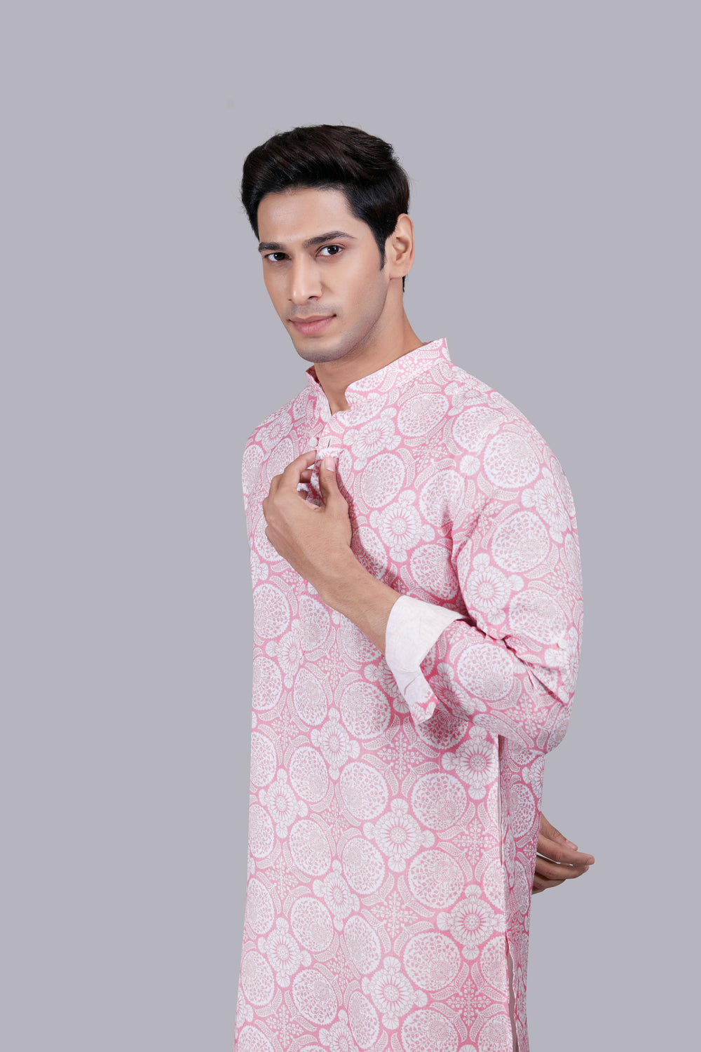 PINK DIGITAL PRINT LINEN KURTA SET