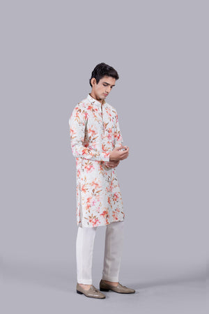 FLORAL MOTIF DIGITAL PRINT LINEN KURTA