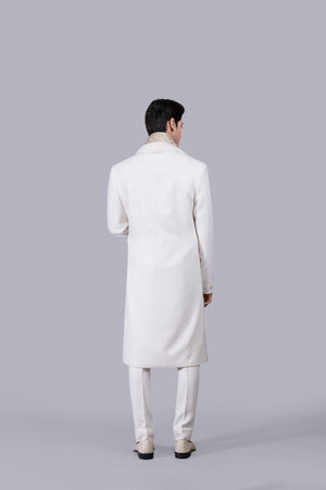 OFF WHITE JUTE LUCKNOWI WORK SHERWANI