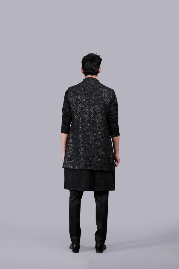 BLACK COTTON SILK THREAD WORK INDO WESTERN