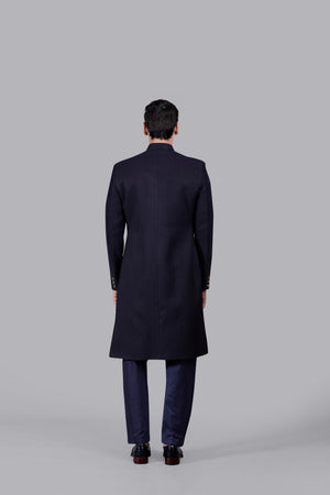 NAVY BLUE MATKA SILK DHAGAI WORK INDO WESTERN