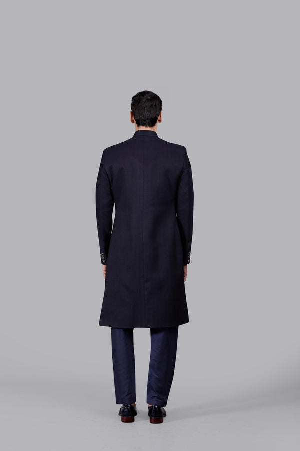 NAVY BLUE MATKA SILK DHAGAI WORK INDO WESTERN