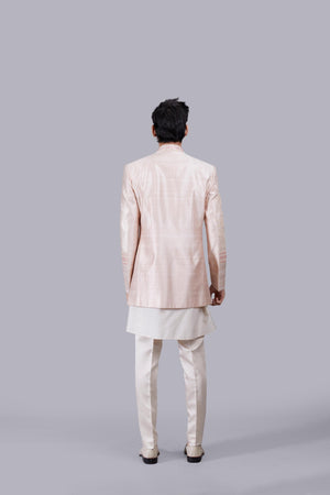 LIGHT PEACH RAW SILK THREAD ARI WORK INDO WESTERN