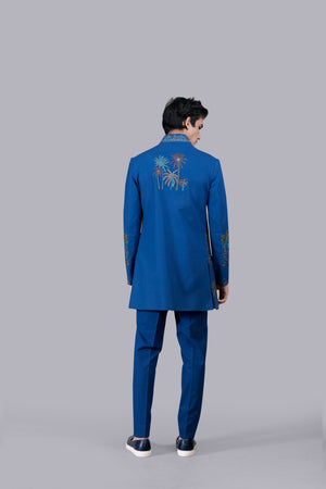 BLUE ITALIAN COTTON THREAD WORK INDO WESTERN