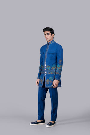 BLUE ITALIAN COTTON THREAD WORK INDO WESTERN