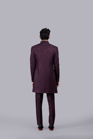 WINE SILK THREAD WORK INDO WESTERN