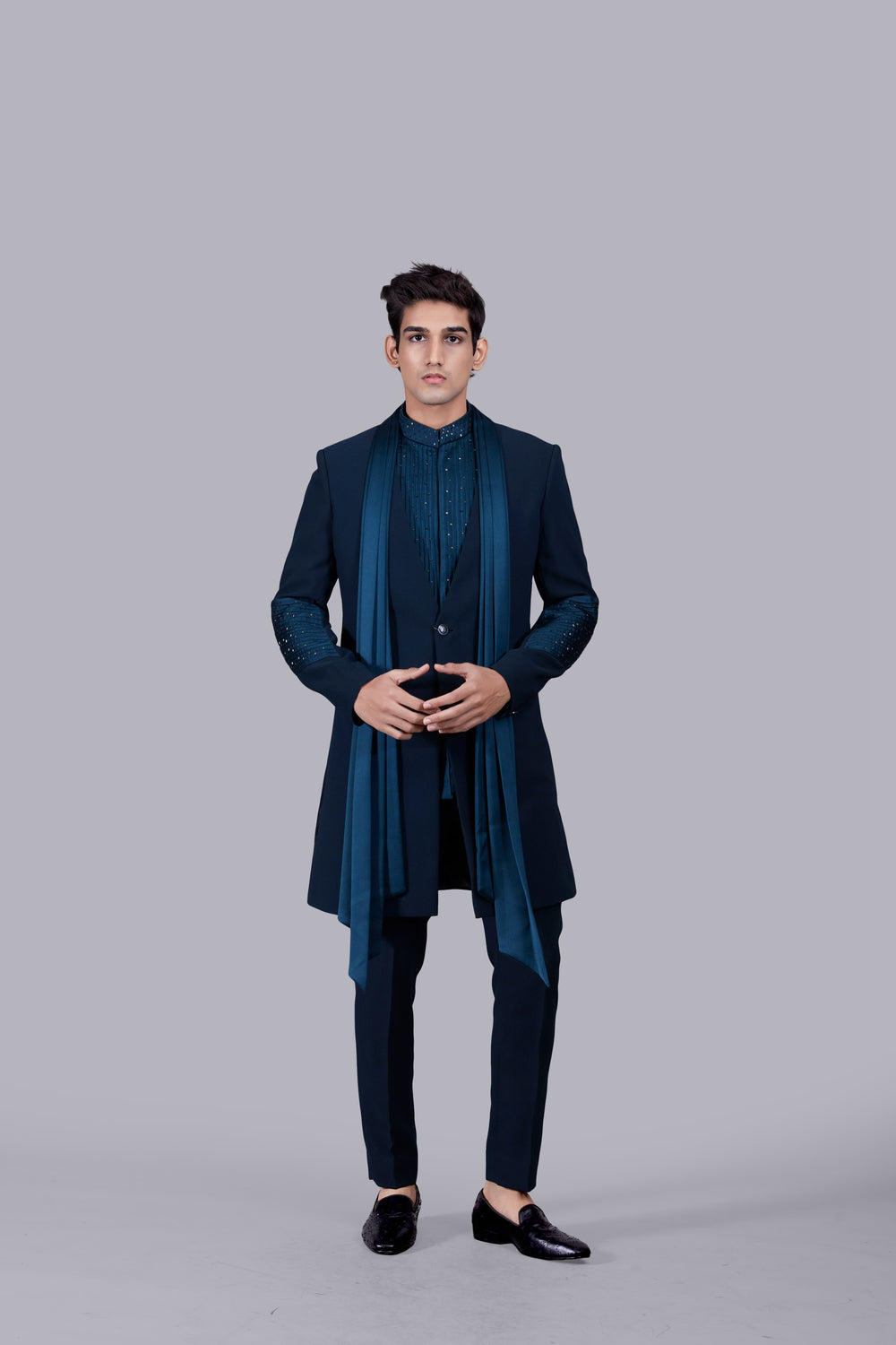 TEAL SATIN SILK INDOWESTERN