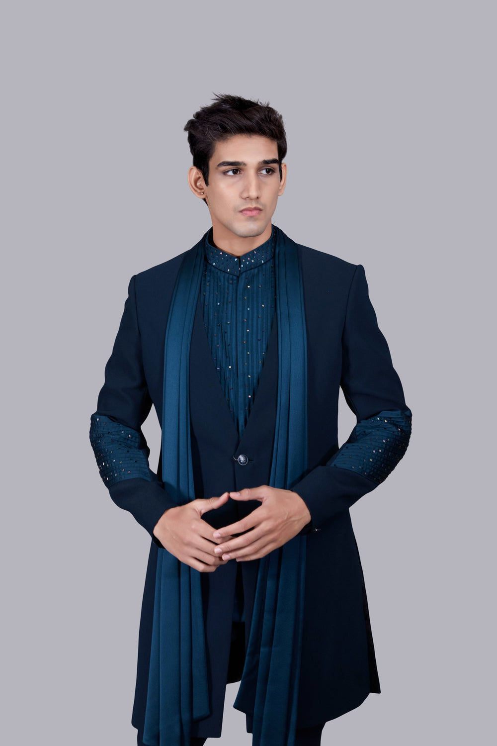TEAL SATIN SILK INDOWESTERN