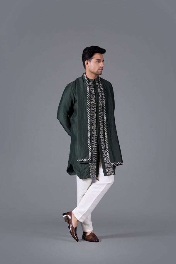 Regal Bottle Green Kurta Set