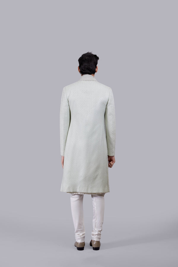 PISTACHIO PURE SILK HAND WORK SHERWANI