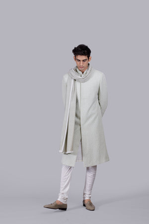 PISTACHIO PURE SILK HAND WORK SHERWANI