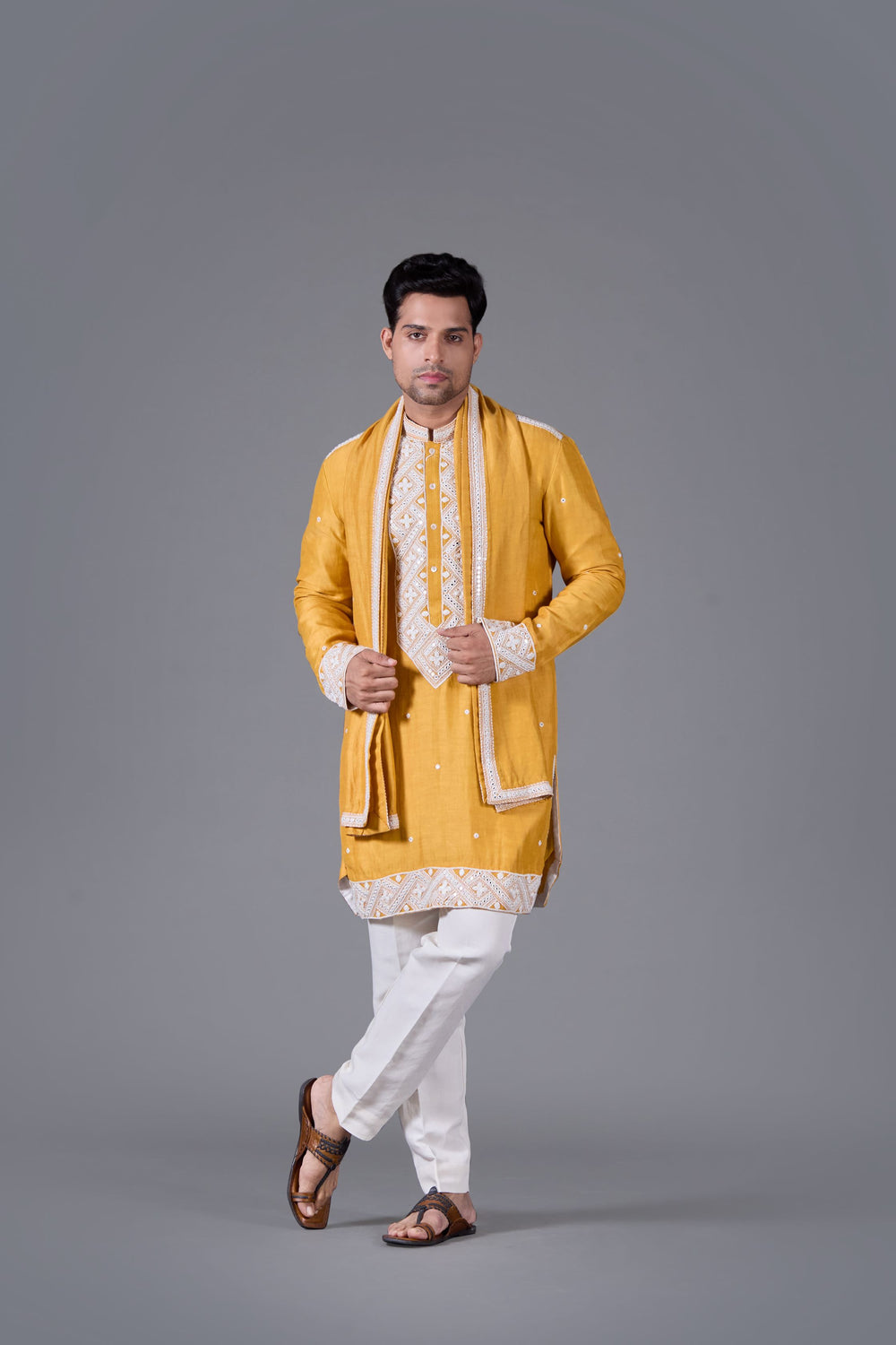 Sunlit Royale Linen Silk Kurta Set