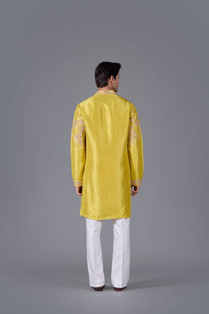 Golden Horizon: Yellow Silk Kurta