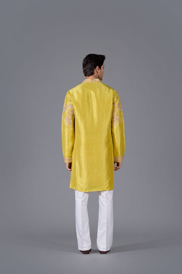Golden Horizon: Yellow Silk Kurta