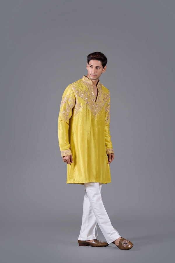 Golden Horizon: Yellow Silk Kurta