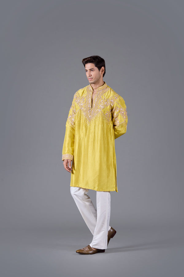 Golden Horizon: Yellow Silk Kurta