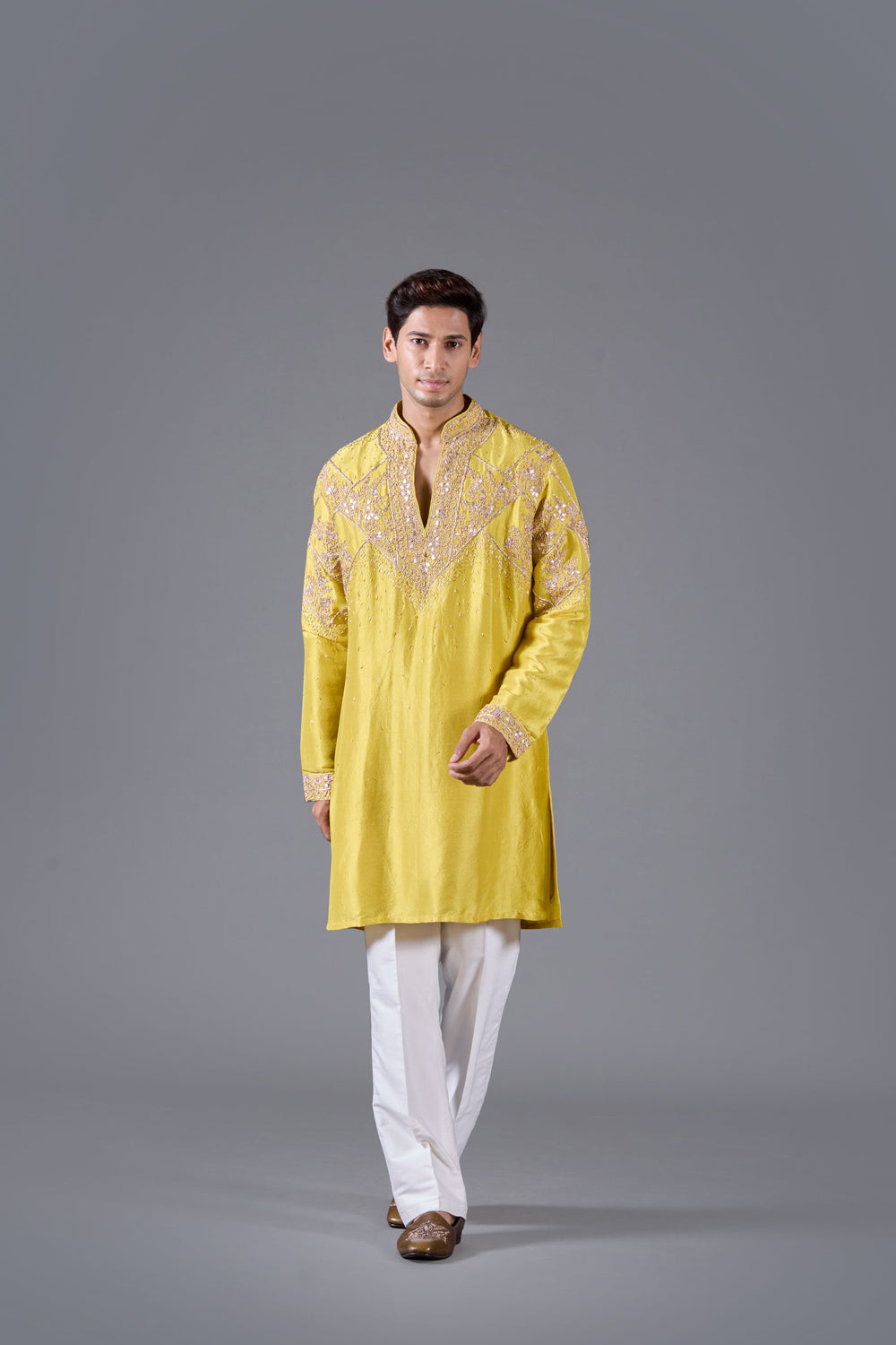 Golden Horizon: Yellow Silk Kurta