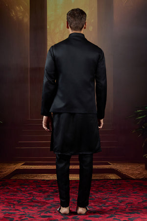Noir Dynasty  Silk Bundi Set with Cutdana & Pearl Embellishments