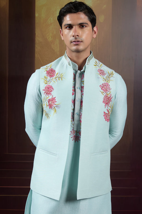Ivory Reverie  Handpainted Cutdana Bundi Set in Raw Silk