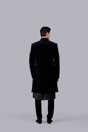 BLACK SATIN SILK PEARL WORK INDO WESTERN