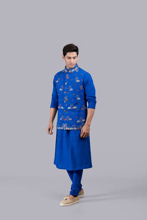 BLUE MATKA SILK BUNDI THREAD WORK BUNDI SET