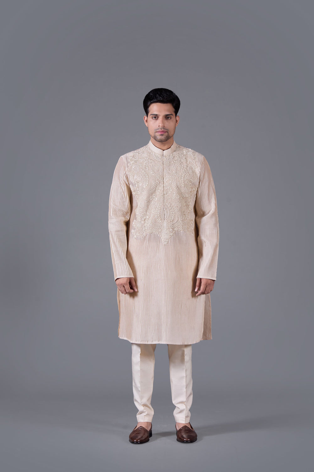 Opulent Cream Silk Kurta