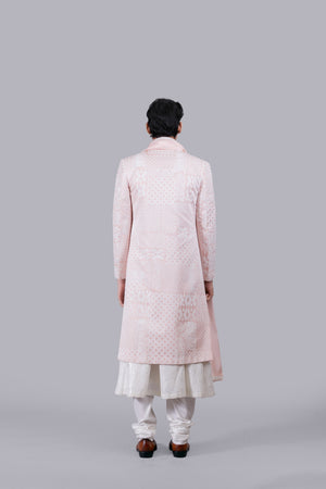 PINK TAPETA SILK THREAD WORK SHERWANI