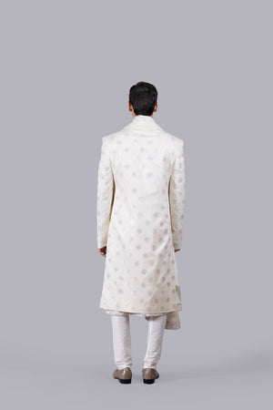 CREAM PURE SILK HAND WORK SHERWANI