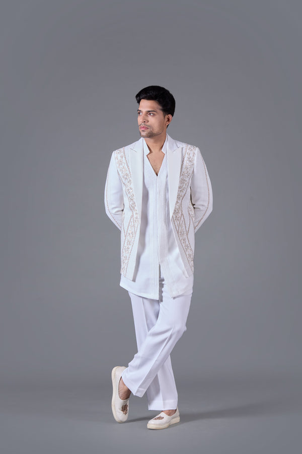 Celestial Charm White Designer Indo Western Dress For Men Celestial Charm White Designer Indo Western Dress For Men