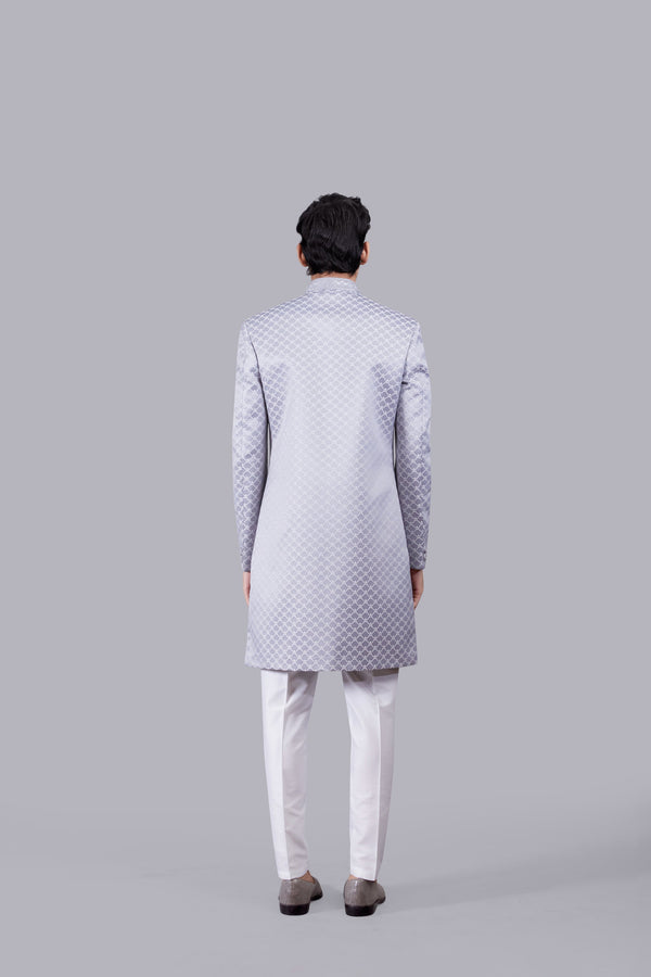 GREY SILK THREAD WORK INDOWESTERN