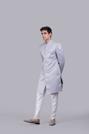 GREY SILK THREAD WORK INDOWESTERN