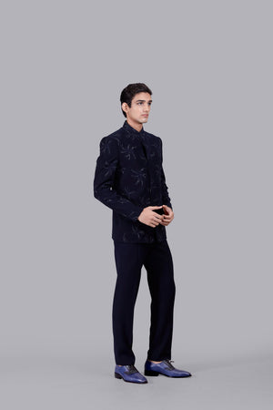 NAVY BLUE BOOMARIYO FRENCH KNOT WORK JODHPURI