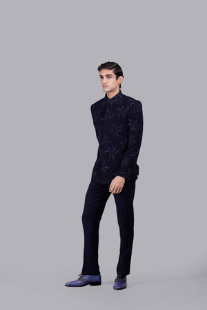 NAVY BLUE BOOMARIYO FRENCH KNOT WORK JODHPURI