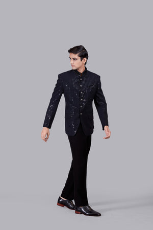 NAVY BLUE BOOMARIYO PEARL WORK JODHPURI