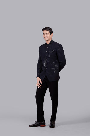 NAVY BLUE BOOMARIYO PEARL WORK JODHPURI