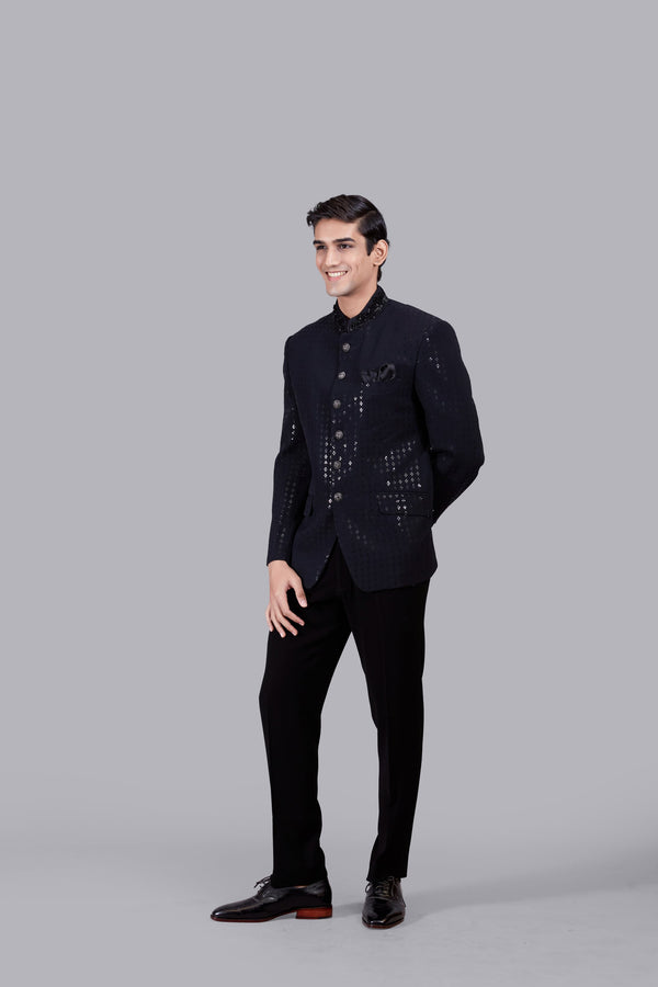 NAVY BLUE BOOMARIYO PEARL WORK JODHPURI