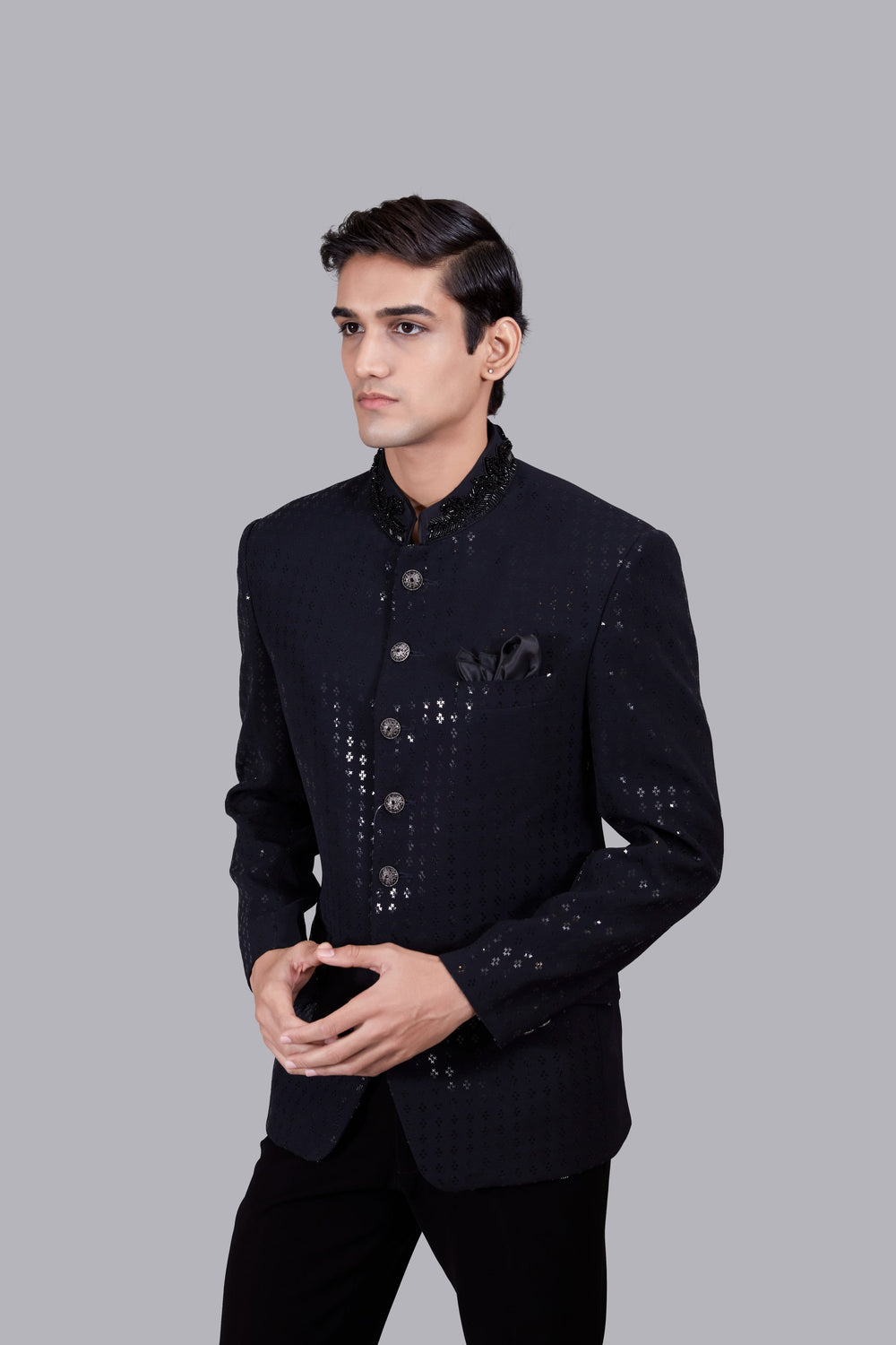 NAVY BLUE BOOMARIYO PEARL WORK JODHPURI