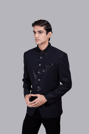 NAVY BLUE BOOMARIYO PEARL WORK JODHPURI