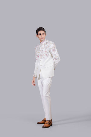 CREAM BHAGALPURI SILK THREAD WORK JODHPURI