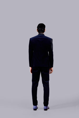 NAVY BLUE ITALIAN COTTON VELVET METAL WORK JODHPURI