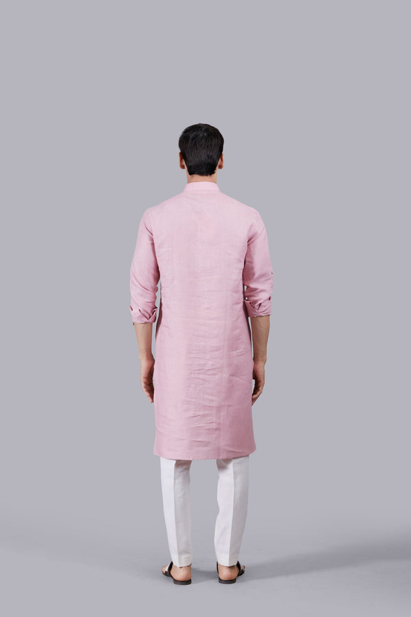 PINK LINEN KURTA SET