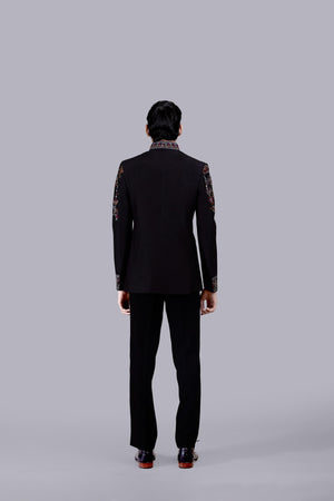 BLACK BHAGALPURI SILK EMBROIDERY WORK JODHPURI