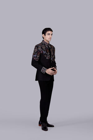 BLACK BHAGALPURI SILK EMBROIDERY WORK JODHPURI